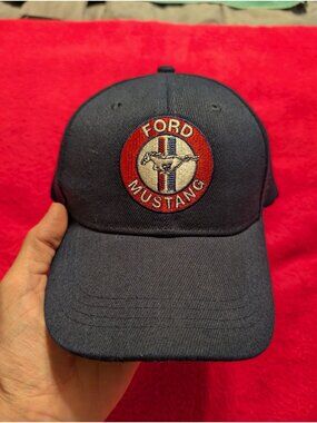 Ford Mustang Baseball Hat Navy Blue Open Road Brands Embroidered Strapback Cap